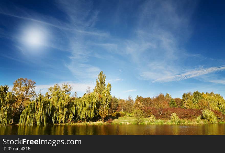 Silence on the wonderful autumn lake. Silence on the wonderful autumn lake.