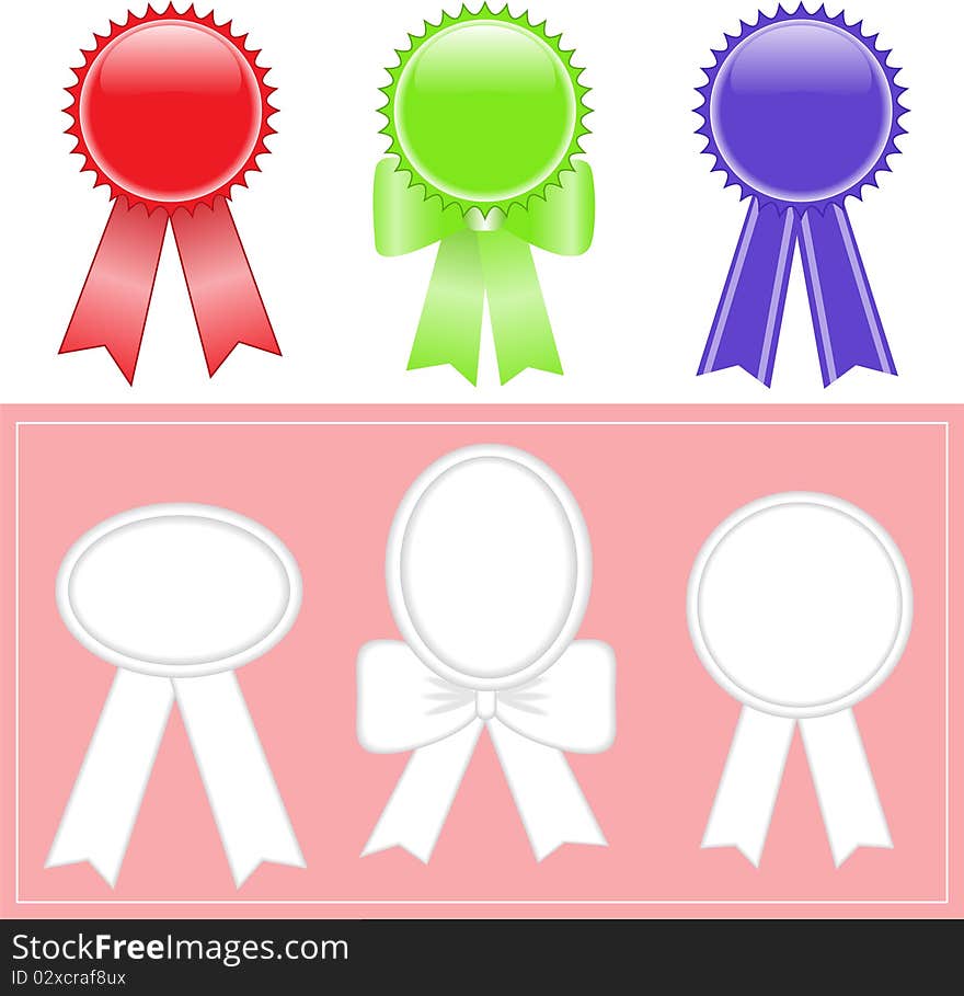 Set color and monochrome medals of various shapes. Set color and monochrome medals of various shapes