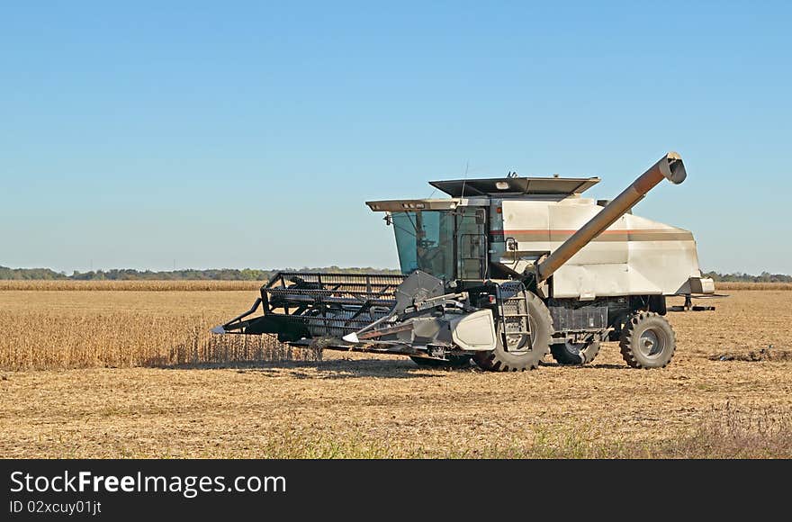 Combine Harvesting Soybeans