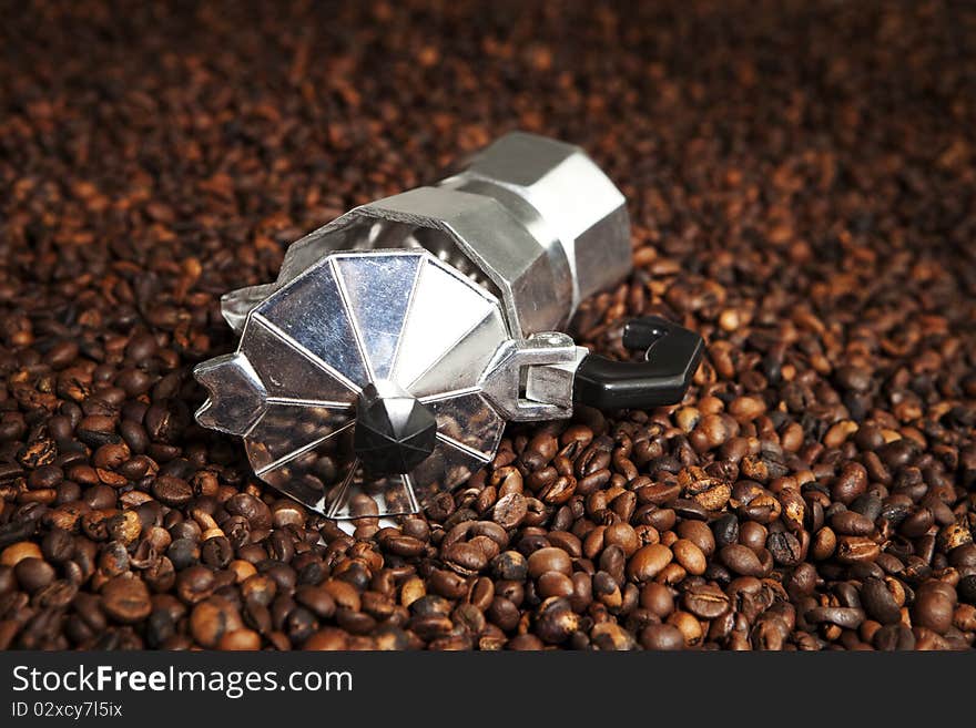 Coffee machine in coffee beans