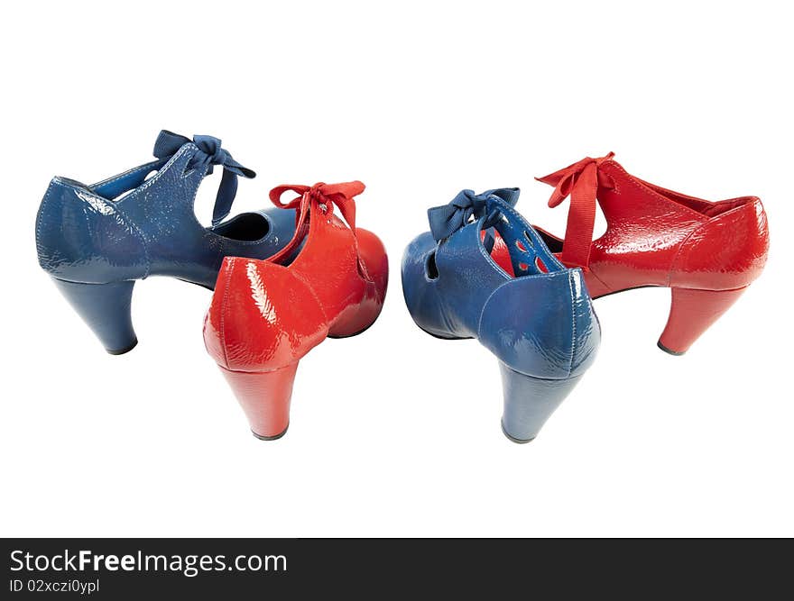 Female blue and red shoes | Isolated