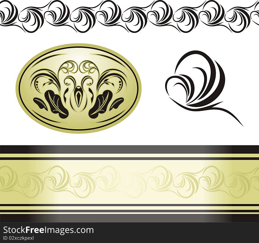 Decorative retro elements for decor. Illustration