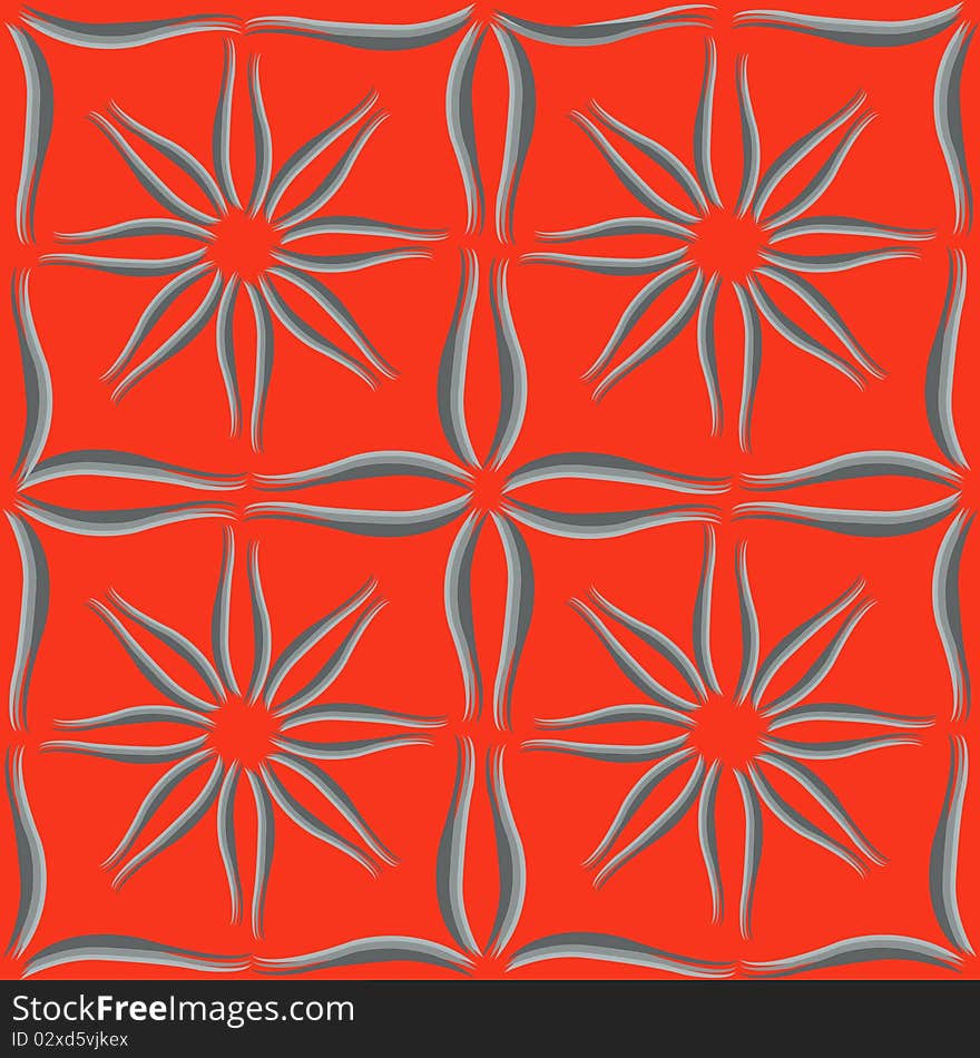 Seamless retro pattern, leaf of tulip on red background. Seamless retro pattern, leaf of tulip on red background