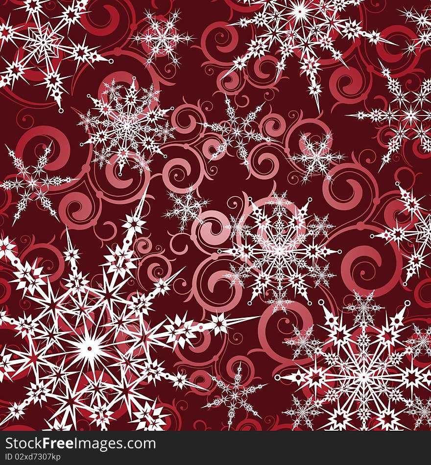 Red background with white snowflakes. Red background with white snowflakes