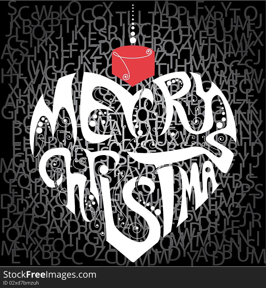 Bright christmas heart on black background