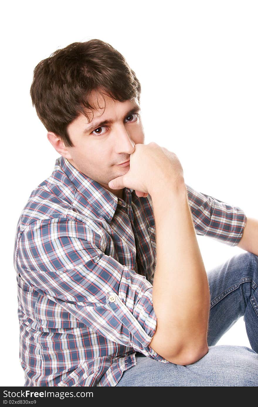 Portrait of young attractive smiling man isolated on white background. Portrait of young attractive smiling man isolated on white background