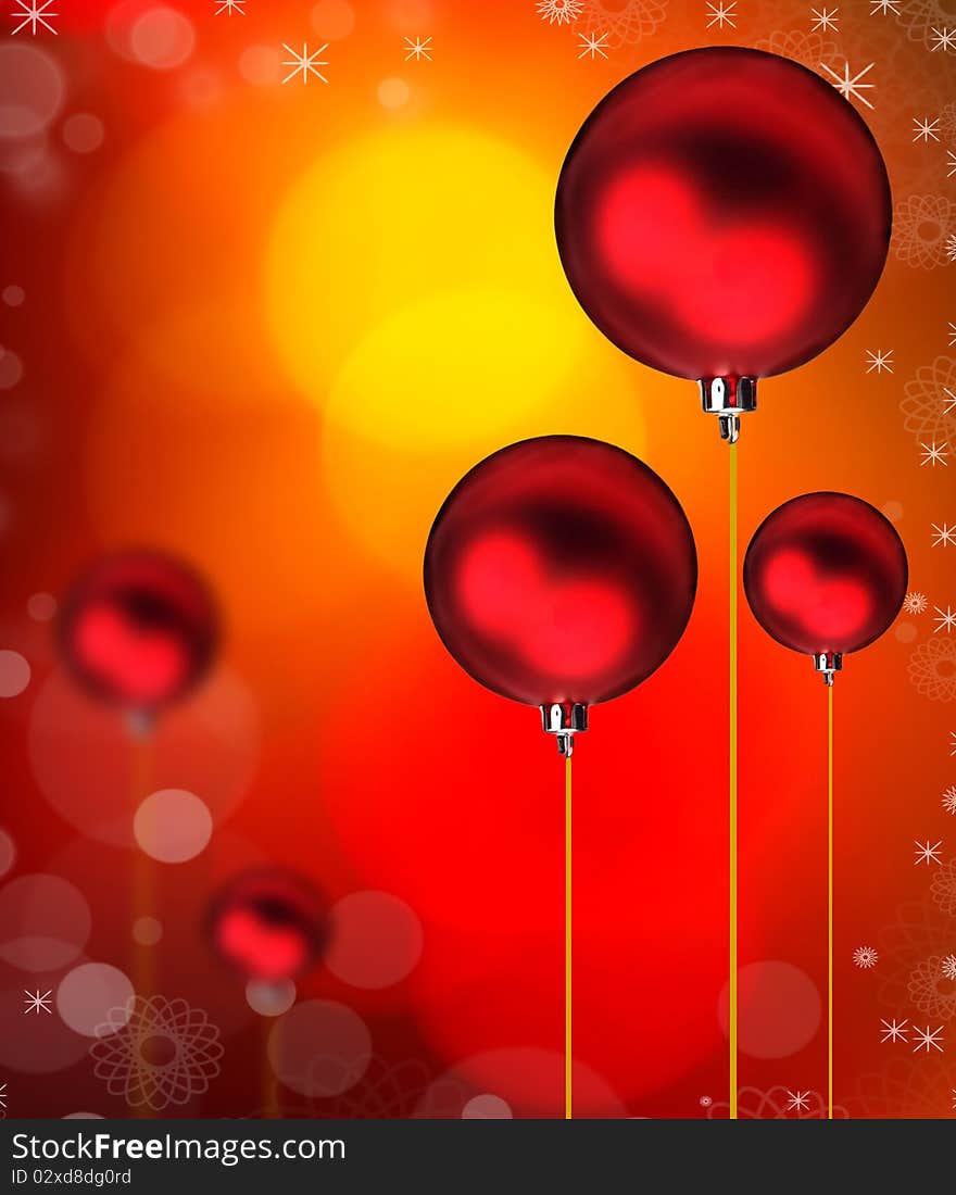 Red Christmas balls with blur background. Red Christmas balls with blur background