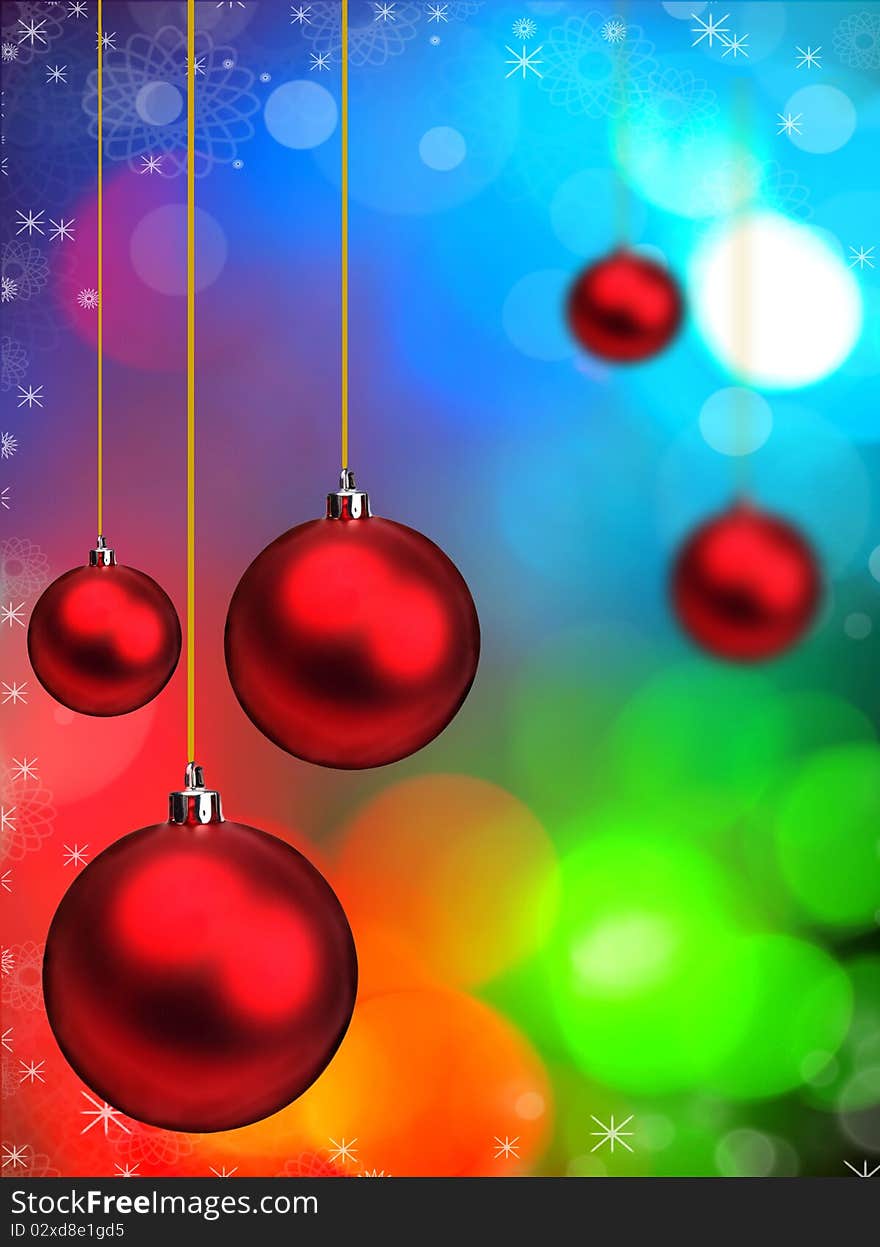 Red Christmas balls with blur background. Red Christmas balls with blur background