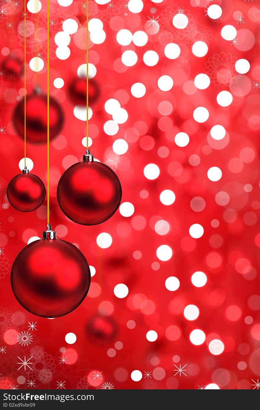 Red Christmas balls with blur background. Red Christmas balls with blur background