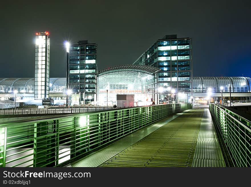 Hauptbahnhof (main railway station) in Berlin at night. Hauptbahnhof (main railway station) in Berlin at night