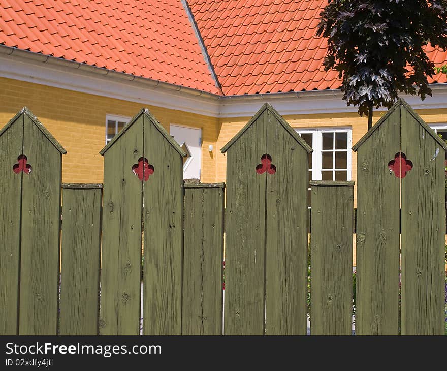 Classical design wood fence