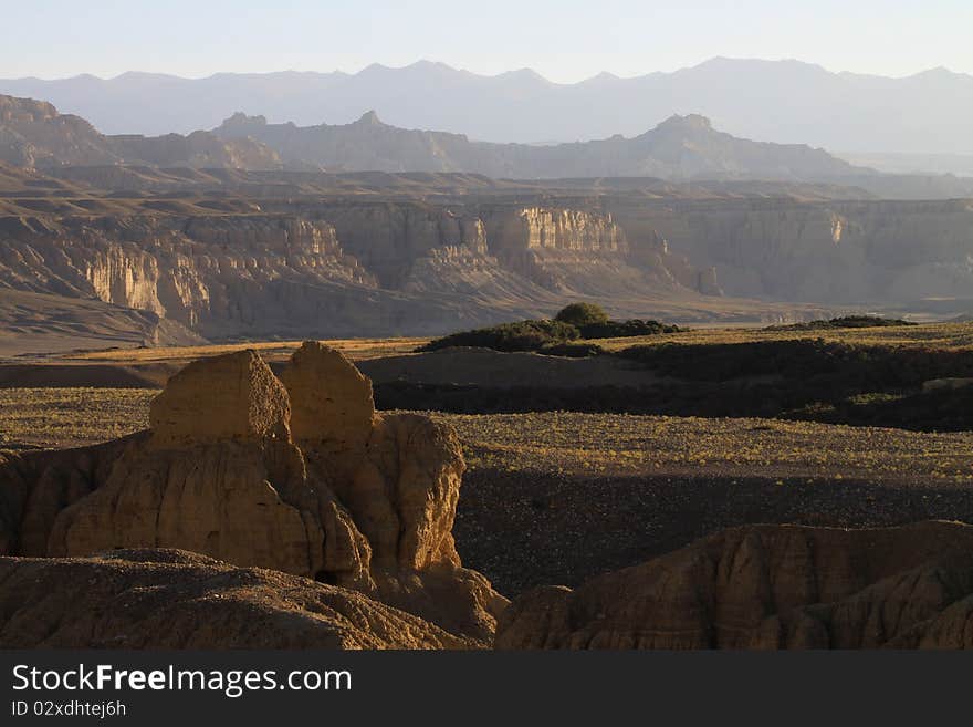 Clay forest at sunrise, Zanda,Tibet,China