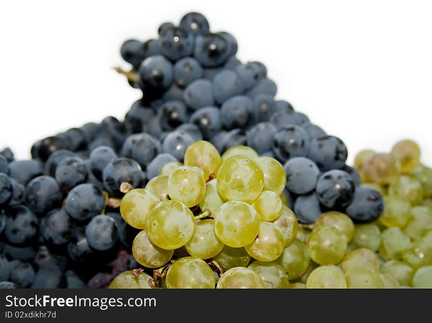 Blue and white grape isolated on white background