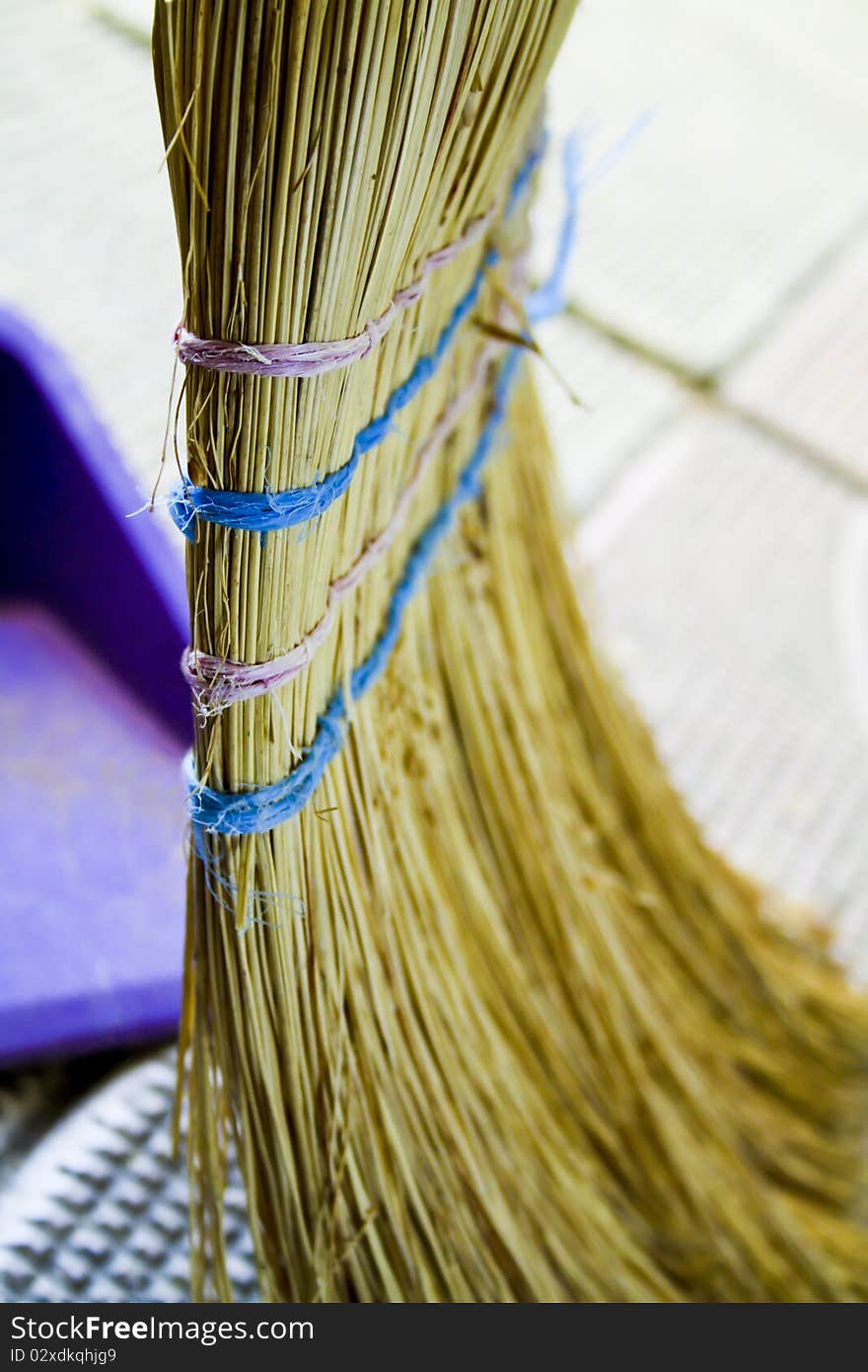 Besom in garden close up