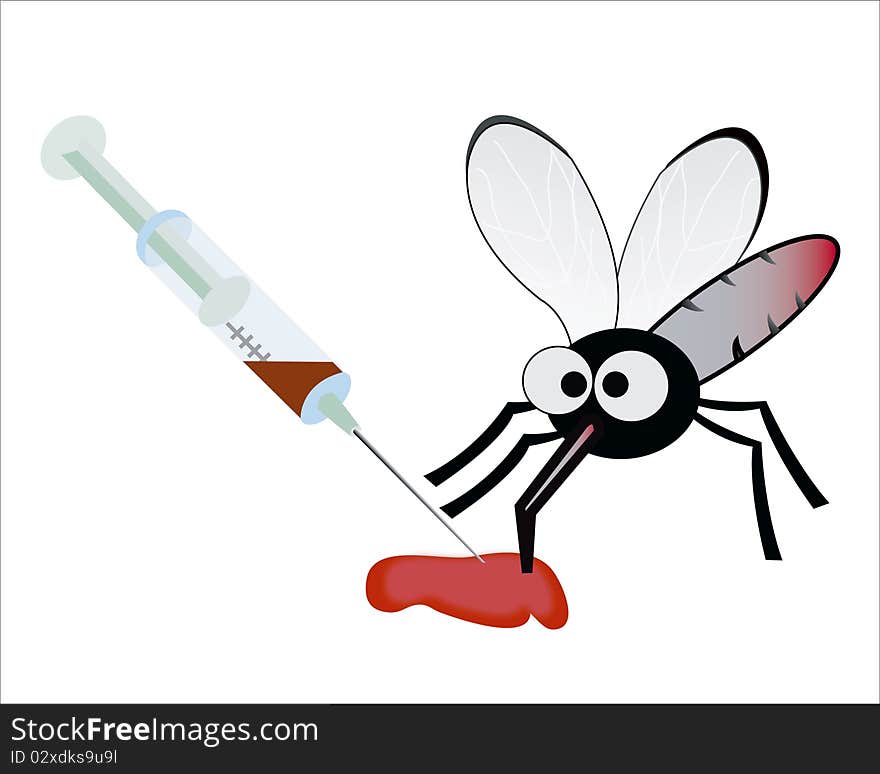 Midge drinker blood and syringe by pervaded blood. Midge drinker blood and syringe by pervaded blood