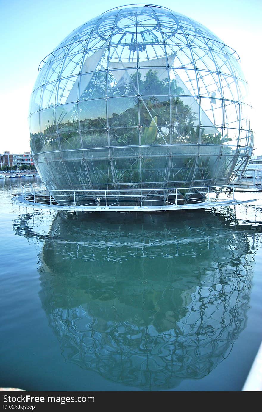 This is the biospehre situated in the port of Genova, Italy.