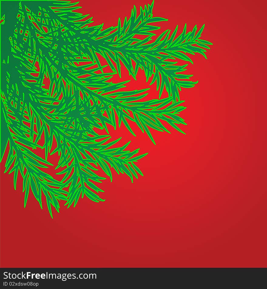 Firry branches on the red background