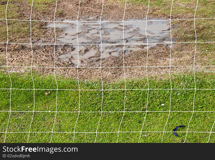 Goal net at the football field