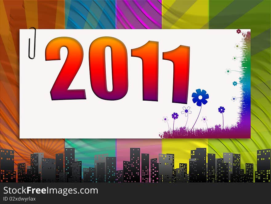 2011 in a colourful framework on a bright background. 2011 in a colourful framework on a bright background