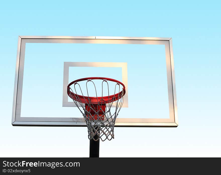 Basketball Backboard and Hoop on sky background. Basketball Backboard and Hoop on sky background
