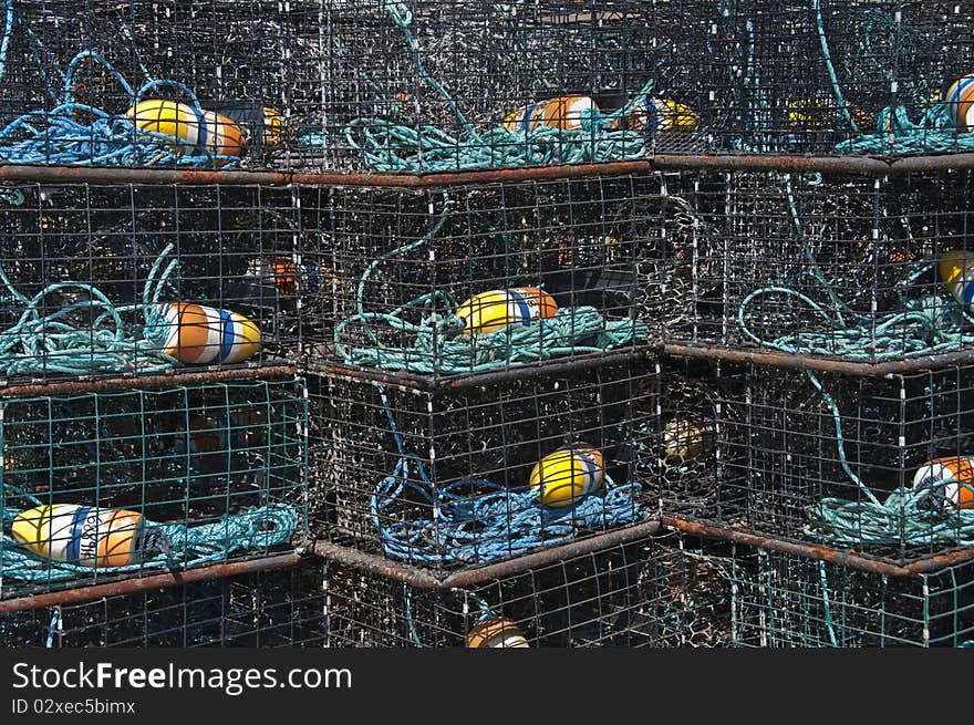 Lobster traps during lobster season in Oceanside, California. Lobster traps during lobster season in Oceanside, California.