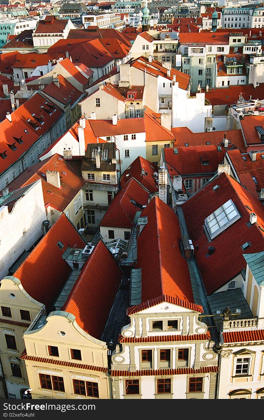 A shot of roofs and houses taken from the Old Town's outlook tower. A shot of roofs and houses taken from the Old Town's outlook tower