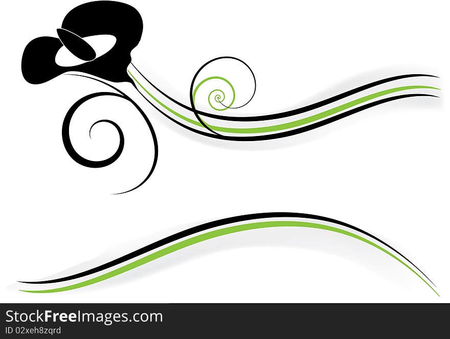 Green and black decorative flowers