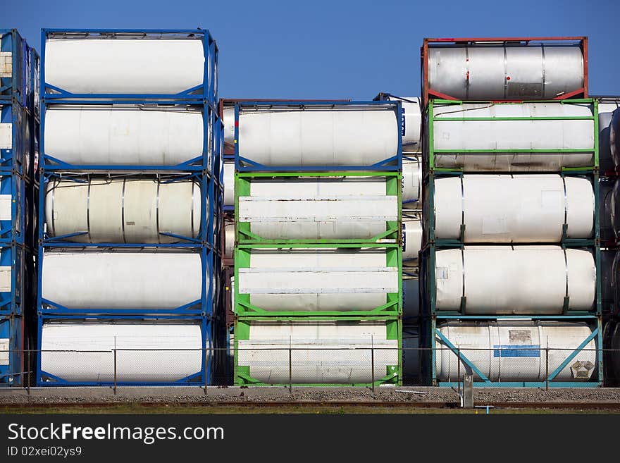 Chemical containers in the harbour