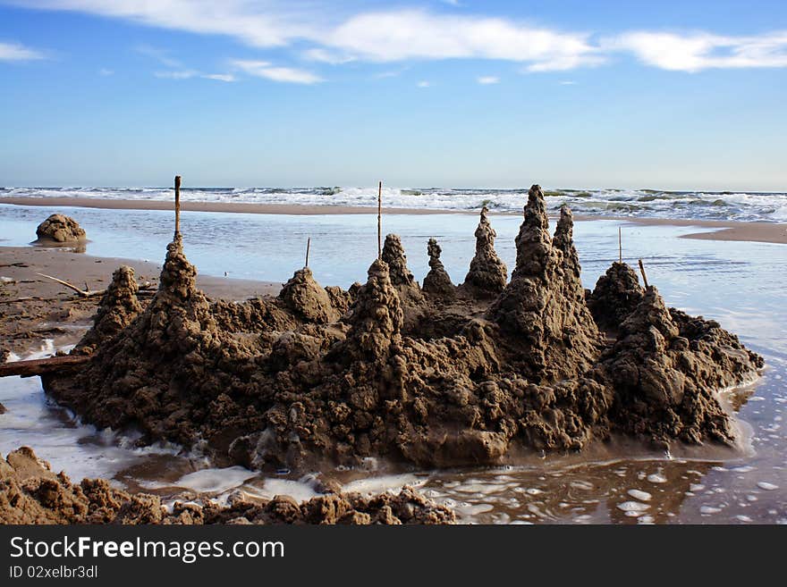 Sand castle in the beach