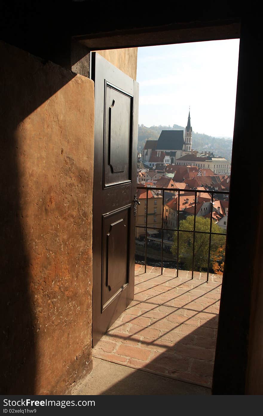 Czech Republic - autumn in Cesky Krumlov . This is an UNESCO World Heritage site. Autumn mood. Castle door view. Czech Republic - autumn in Cesky Krumlov . This is an UNESCO World Heritage site. Autumn mood. Castle door view.