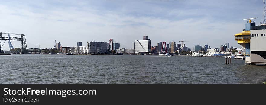 Panorama of the skyline of rotterdam. Panorama of the skyline of rotterdam