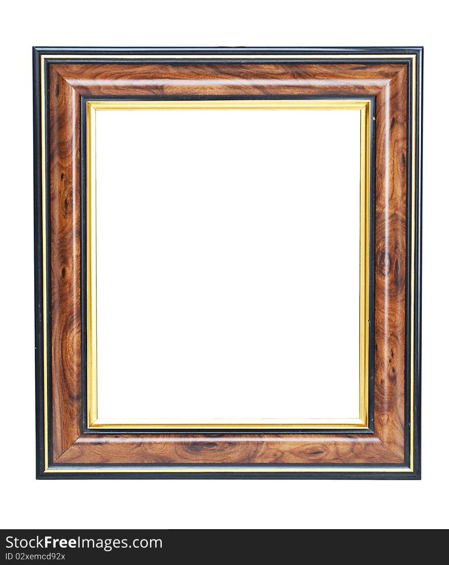 Empty wooden frame isolated on white - space for your text or image -