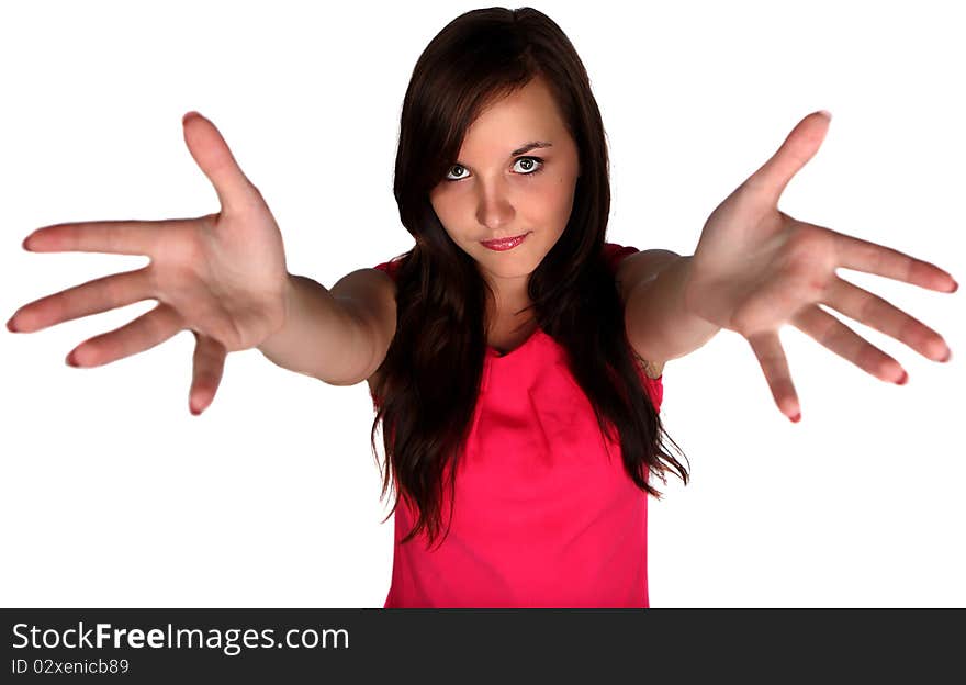 Young beautiful woman posing in the studio