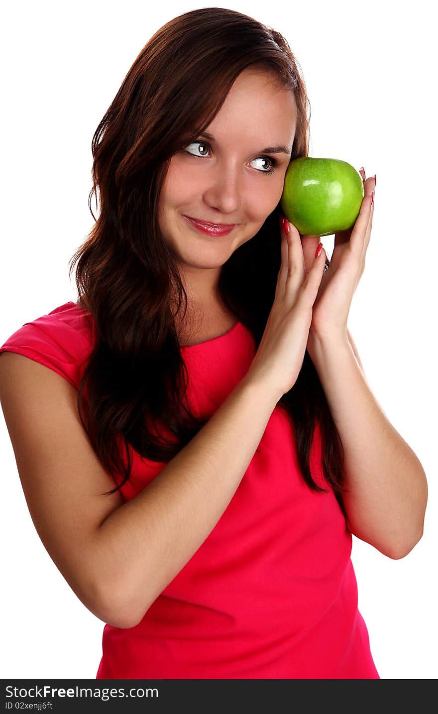 Very beautiful young woman eating healthy food