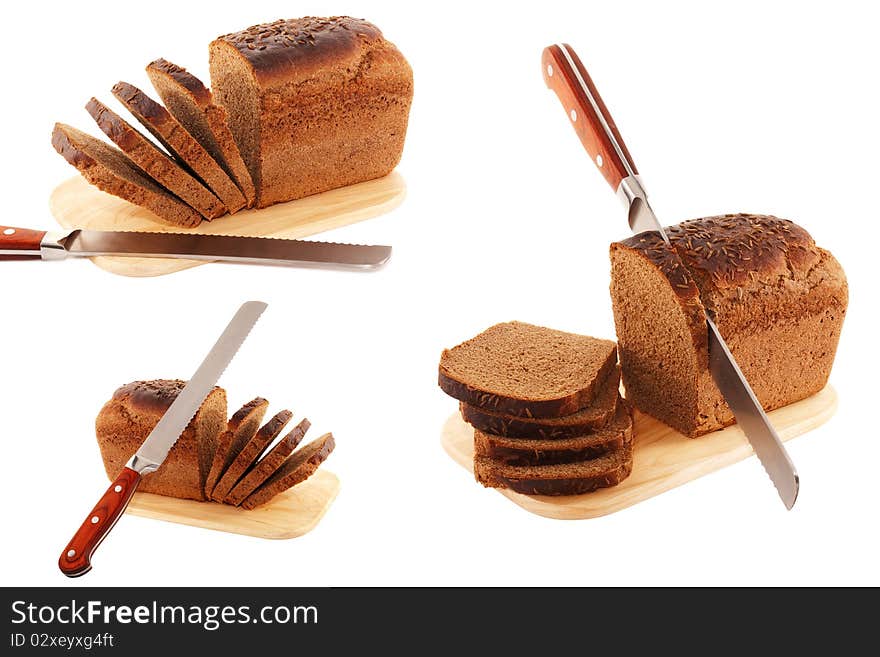 Sliced rye bread isolated on white background