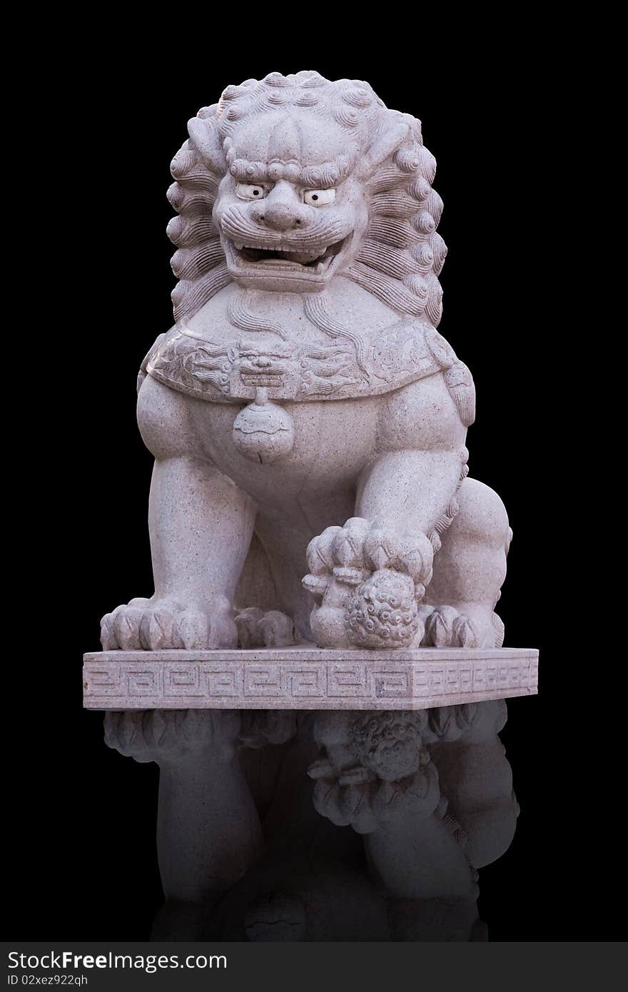 Chinese style lion stature in black