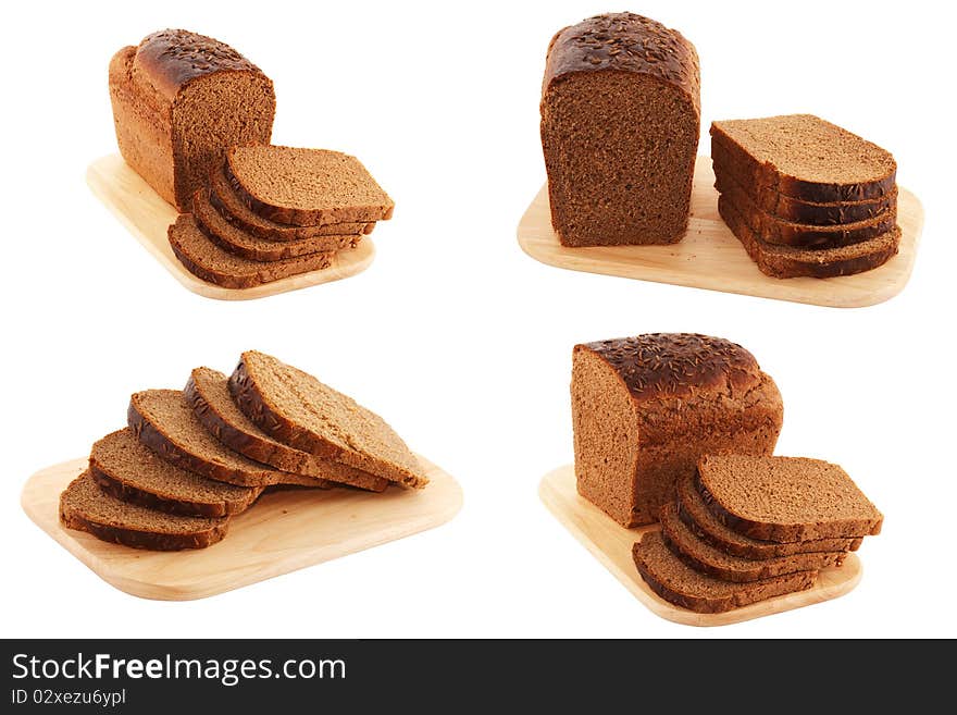 Rye bread isolated on white background