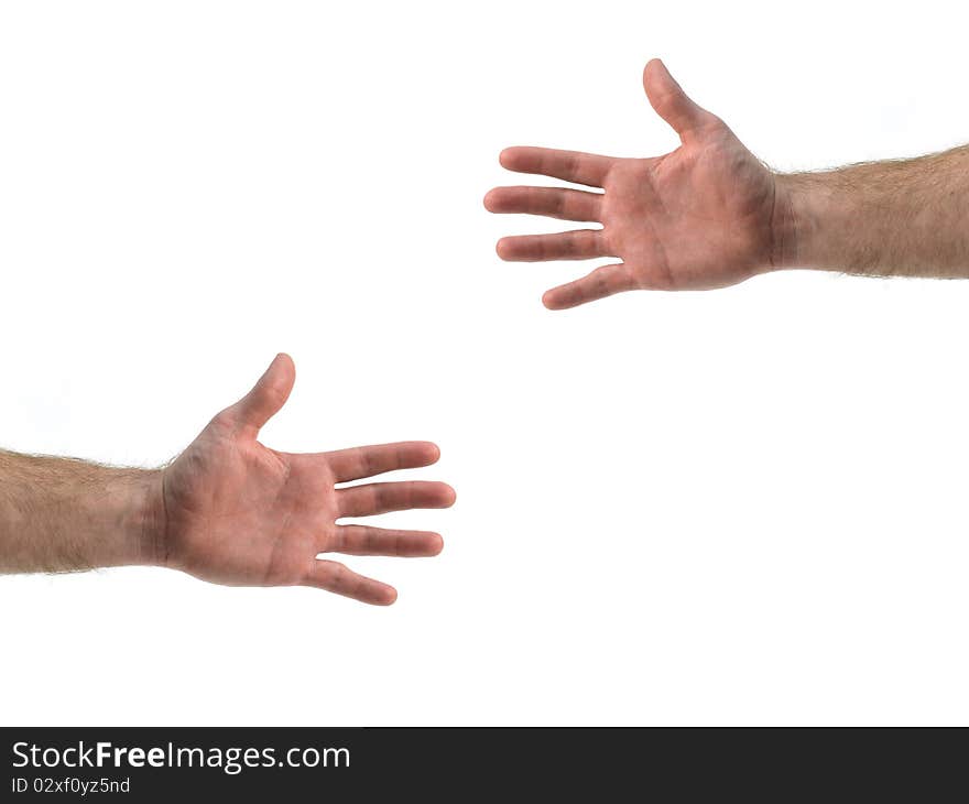 A hand isolated against a white background