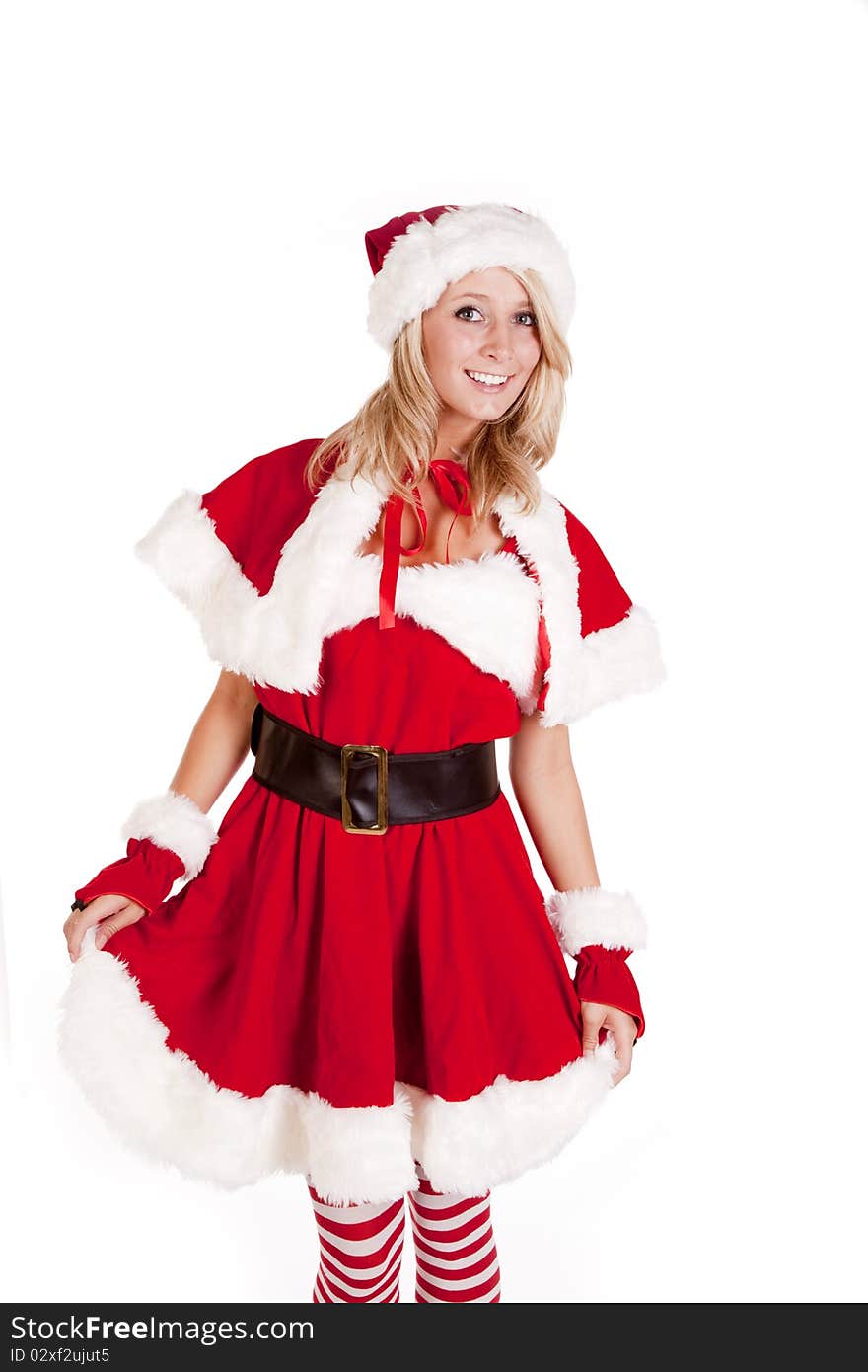 Santas Helper Standing Holding Skirt