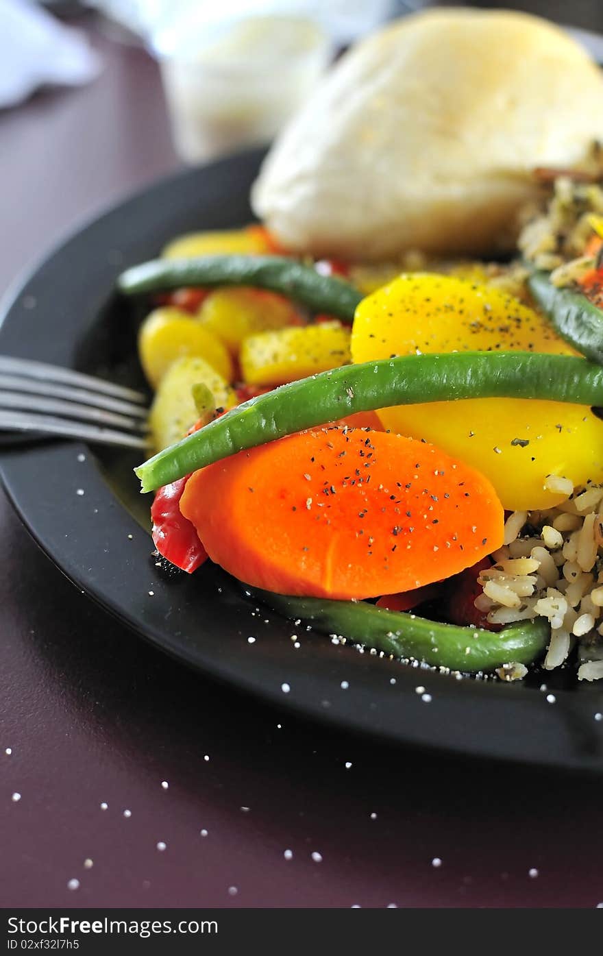 Closeup of vegetarian set meal