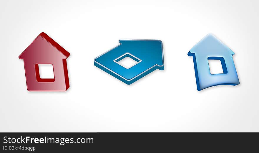 Three icons houses web sign design element. Three icons houses web sign design element