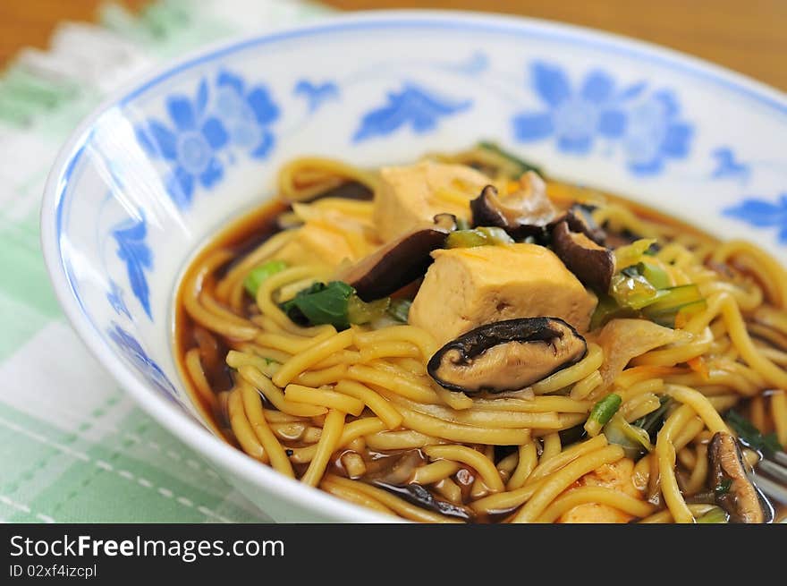 Closeup of vegetarian noodles