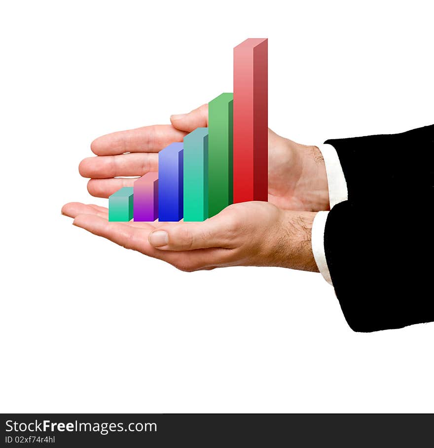 Showing a colorful bar chart. Showing a colorful bar chart