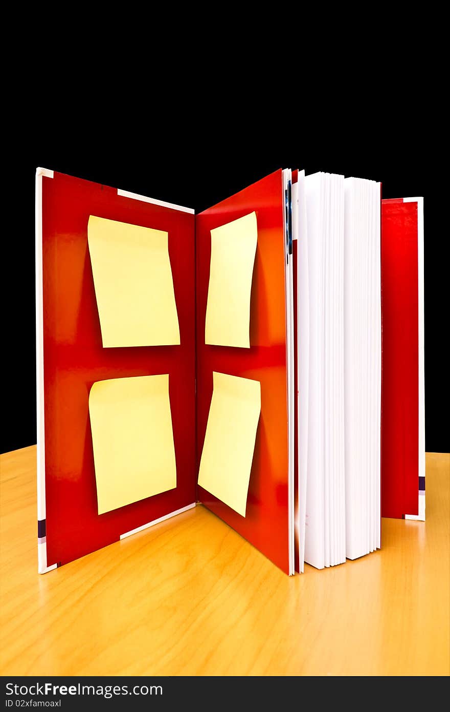 Red notebook on wood table. Red notebook on wood table