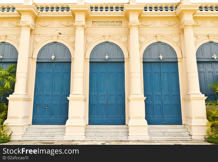 Traditional euro style building doors in grand palace