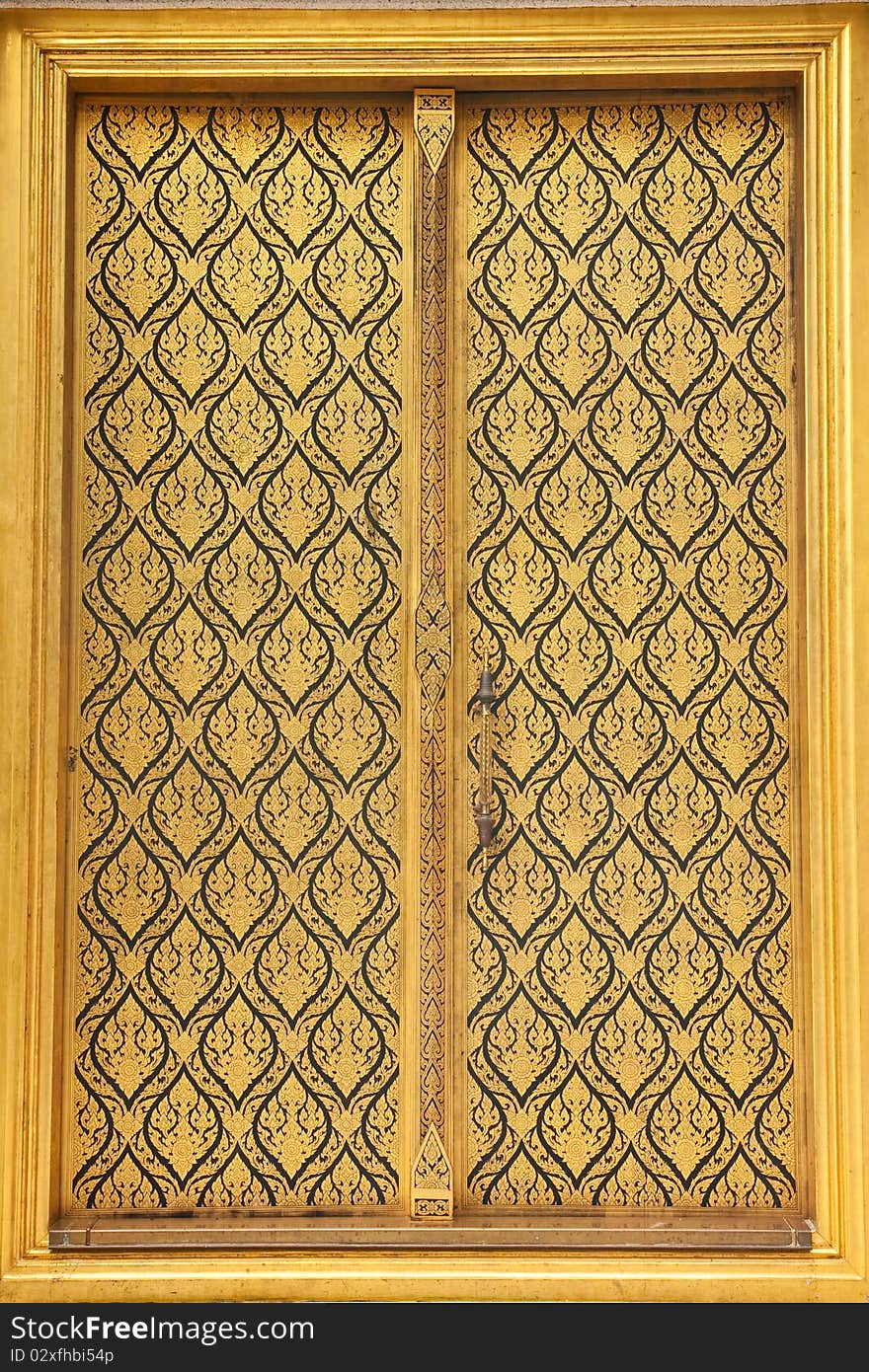 Native Thai style of pattern on door temple