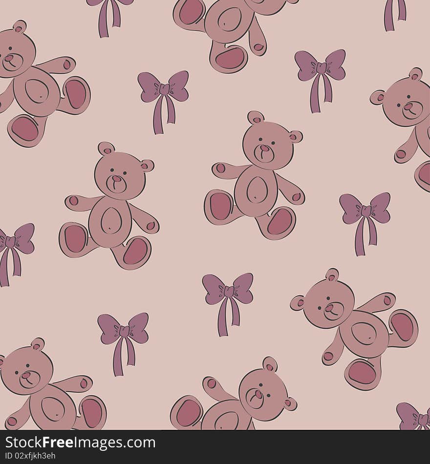 Seamless child's background. Isolated objects on pink background