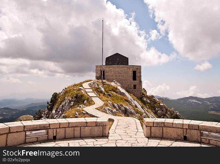 Njeguš mausoleum on the top of the Jezerski vrh