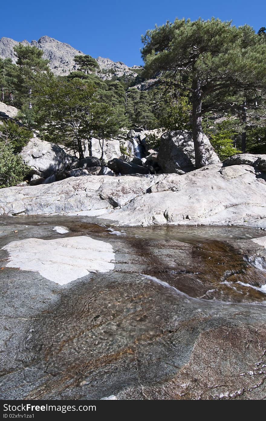 Nature around famous hiking path GR20 at Corsica.