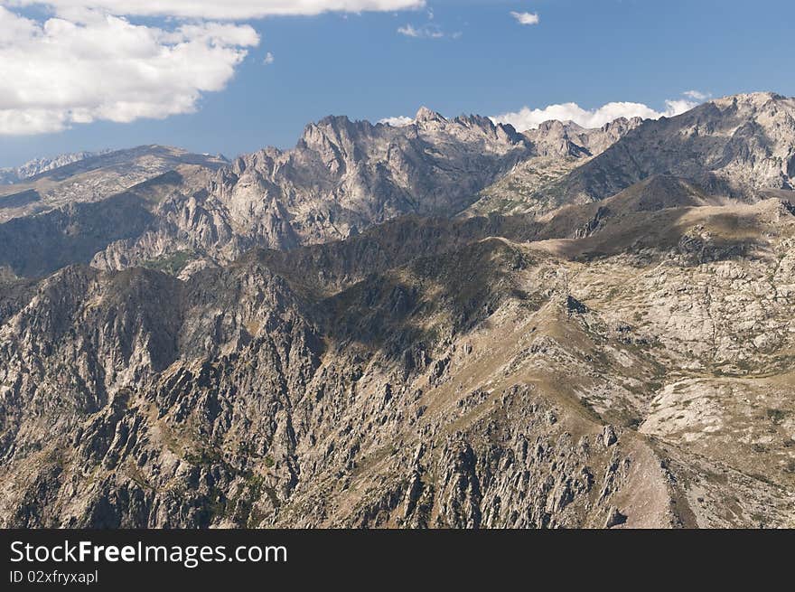 Nature around famous hiking path GR20 at Corsica.